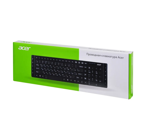 Клавиатура проводная Acer OKW010, USB, slim, мультимедия, черный