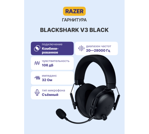 Гарнитура беспроводная Razer BlackShark V3, черный