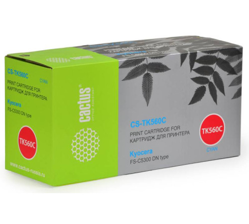 Картридж Cactus CS-TK560C TK-560 для Kyocera FS-C5300DN, голубой (10000стр.)