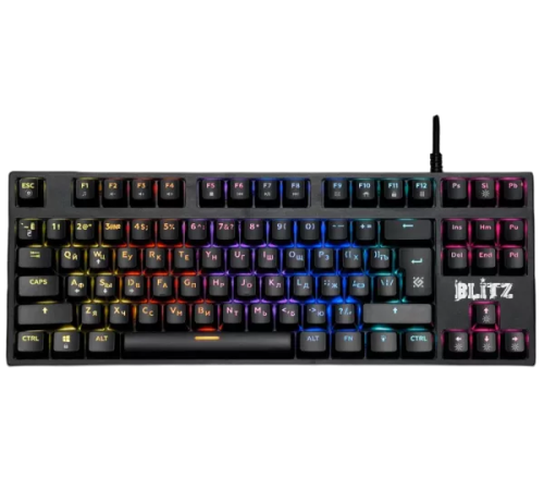 Клавиатура проводная игровая Defender Blitz GK-240L RU, механическая, подсветка, Rainbow, черный