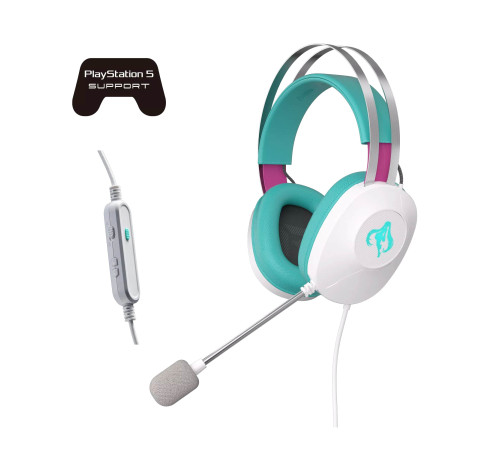 Гарнитура проводная ASUS A303 TUF GAMING H1 GEN II MIKU, зеленый/белый
