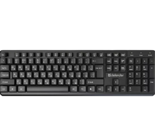 Клавиатура проводная Defender Elemental HB-239 RU, 104 кнопки+FN, 1.8 м, черный