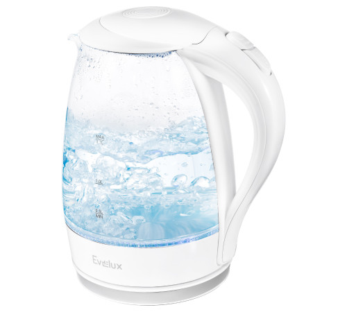 Чайник EVELUX EWK 0903 G, стекло, белый