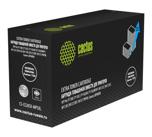 Картридж Cactus CS-CE285X-MPSXL CE285A/CB435A/Canon 725 для HP Pro P1100/P1102/P1102W/P1102WHP/M1132/M1210/M1130/M1212NF/M1217NFW; Canon LBP6000/MF3010, черный (8000 стр.)