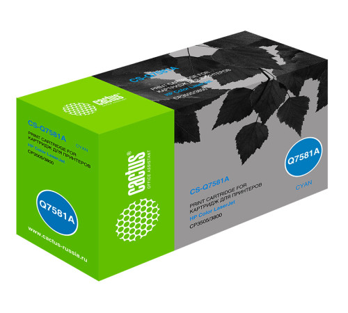 Картридж Cactus CS-Q7581A Q7581A для HP CLJ CP3505/3800, голубой (6000 стр.)