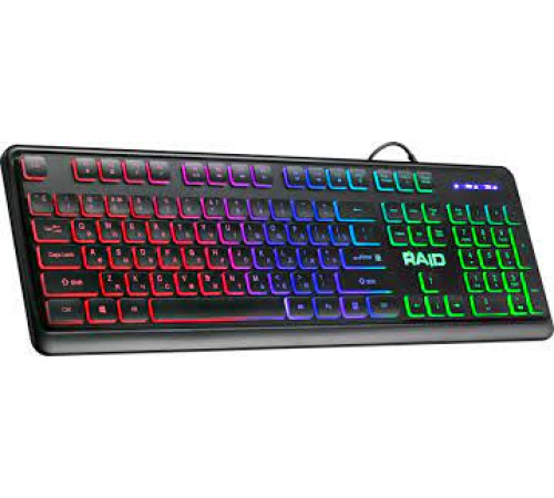 Клавиатура проводная игровая Defender Raid GK-778DL RU, подсветка, Rainbow, 104 клавиши, черный
