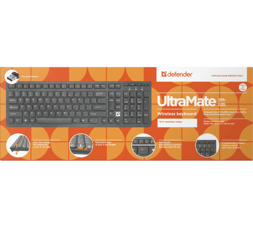 Клавиатура беспроводная Defender UltraMate SM-535 RU, мультимедиа, черный