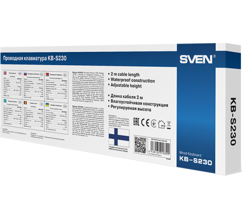 Клавиатура проводная SVEN KB-S230, 104 клавиши, 2м, черный