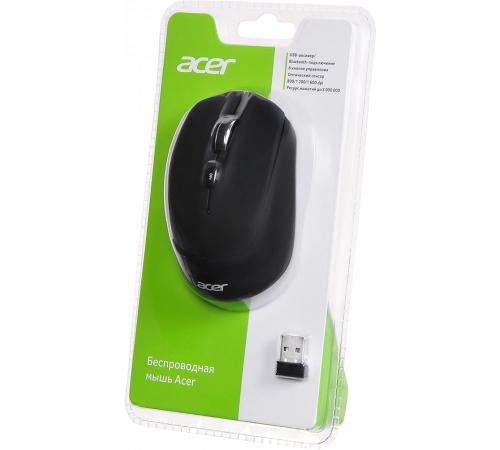 Мышь беспроводная ACER OMR050, 1600 dpi, 6 кнопок, черный