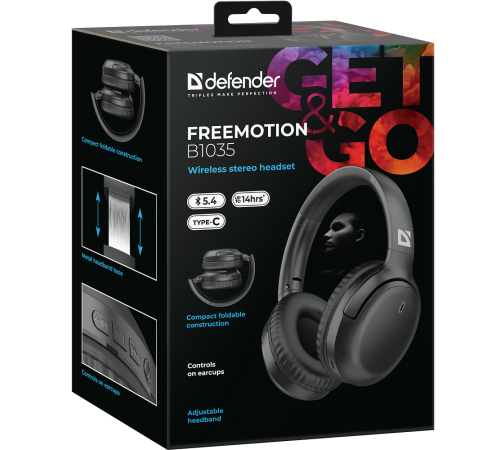 Гарнитура беспроводная Defender FreeMotion B1035, bluetooth, черный