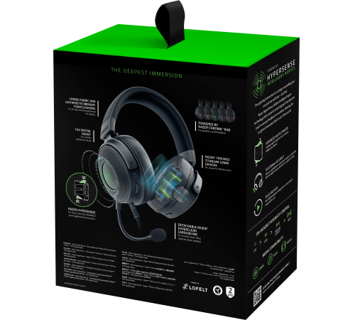 Гарнитура проводная игровая Razer Kraken V3 Hypersense, черный