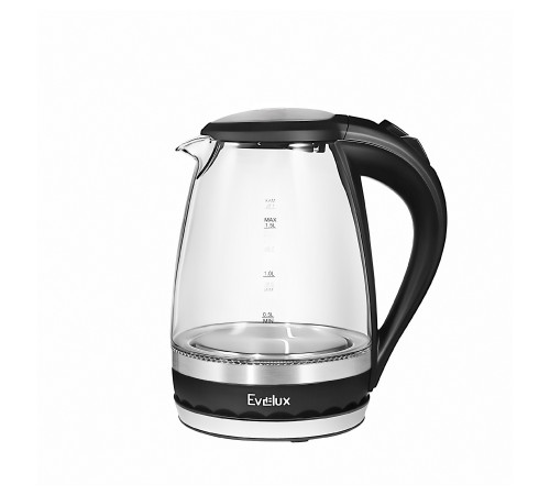 Чайник EVELUX EWK 0904 G, стекло, черный