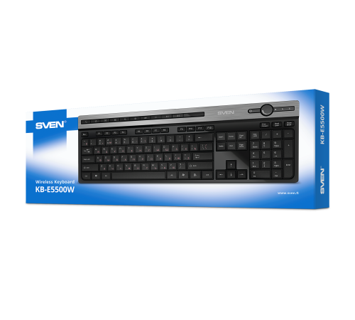 Клавиатура беспроводная SVEN KB-E5500W, 2.4 GHz, 115 клавиш, мультимедийная, черный/серебристый