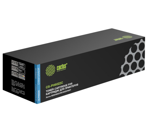 Картридж Cactus CS-PH6022C 106R02760 для Xerox Phaser 6020/6022/WC6025, голубой (1000 стр.)