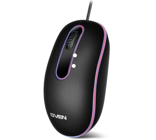 Мышь проводная SVEN RX-90, 3 кнопки, 1000 dpi, подсветка, черный