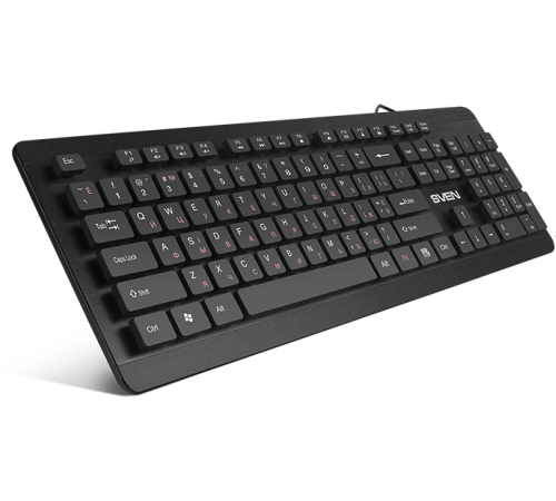 Клавиатура проводная SVEN KB-E5700H, 104 клавиши, USB-Hub*2, Slim, 12Fn, черный