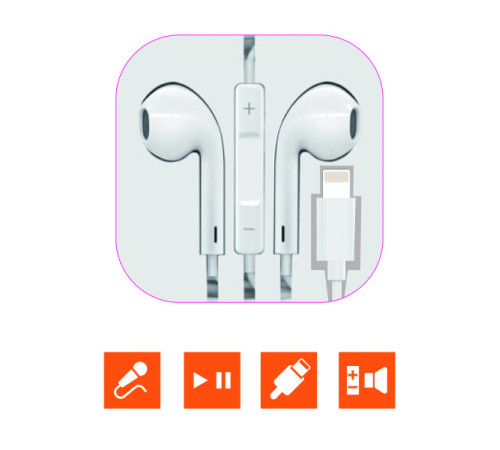 Гарнитура проводная GoPower GPHP10 Lightning (m), белый