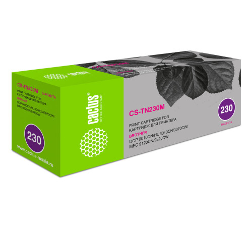 Картридж лазерный Cactus CS-TN230M TN-230M для Brother HL-3040/3070/DCP-9010, пурпурный (1400 стр.)