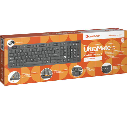 Клавиатура беспроводная Defender UltraMate SM-535 RU, мультимедиа, черный