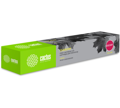 Картридж лазерный Cactus CS-EXV34Y C-EXV34 Y для Canon IR Advance C2030L/C2030i, желтый (19000 стр.)