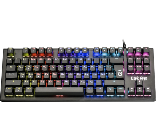 Клавиатура проводная игровая Defender Dark Arts GK-375 RU, механическая, подсветка, Rainbow, 87 клавиш, черный