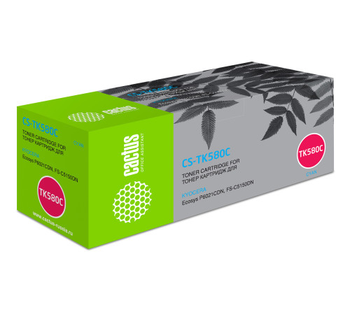 Картридж Cactus CS-TK580C TK-580C для Kyocera FS-C5150DN/P6021, голубой (2800 стр.)
