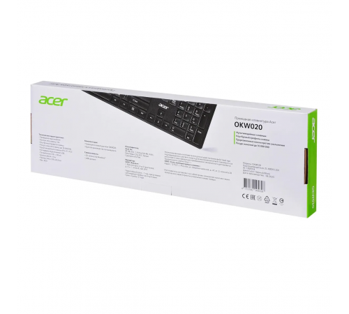 Клавиатура проводная Acer OKW020, USB, slim, черный