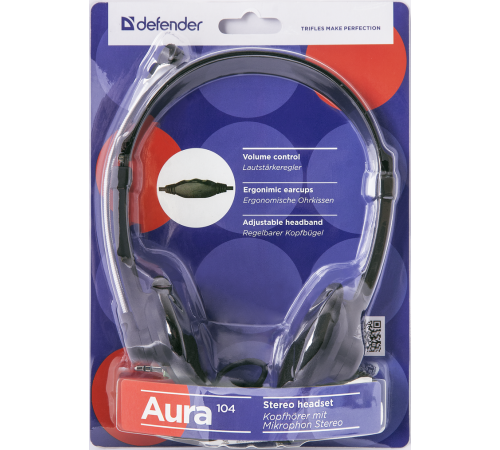 Гарнитура проводная Defender Aura 104, черный