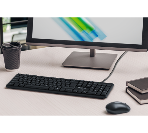 Клавиатура проводная Defender Element HB-520 USB RU, полноразмерная, USB, черный