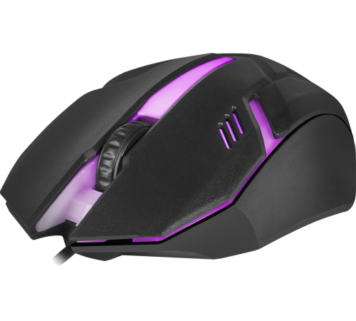 Мышь проводная игровая Defender Hit MB-550, 7 цветов, 3 кнопки,1200 dpi, черный