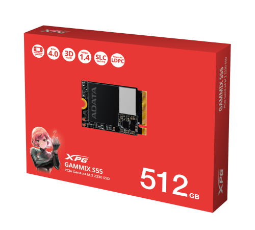 Твердотельный накопитель ADATA GAMMIX S55, 512GB, M.2(22x30mm)