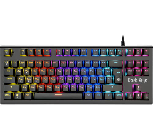 Клавиатура проводная игровая Defender Dark Arts GK-375 RU, механическая, подсветка, Rainbow, 87 клавиш, черный