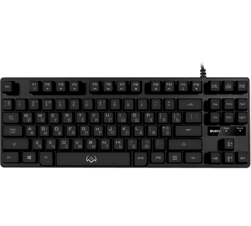 Клавиатура проводная игровая SVEN KB-G7400, 87 клавиш+12 Fn функций, подсветка, черный