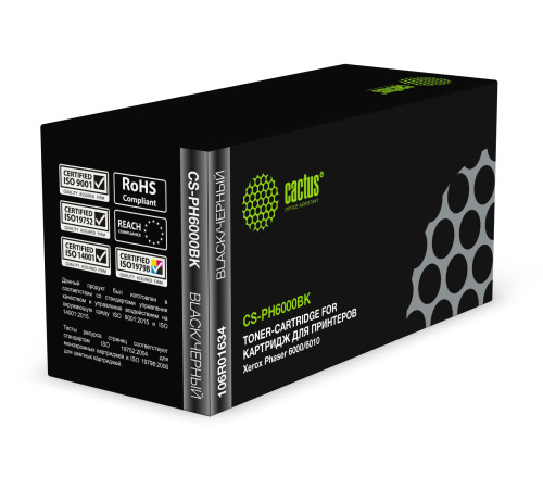 Картридж Cactus CS-PH6000BK 106R01634 для Xerox Phaser 6000/6010, черный (2000 стр.)