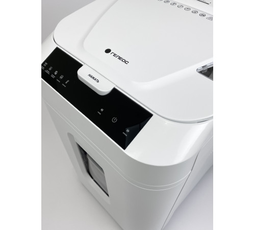 Уничтожитель документов ГЕЛЕОС АП40-5, DIN P-5 (5 ур-нь секр.), фрагмент 1,9х12мм, АВТОПОДАЧА 180 лист  (70г/м2), пл.карты/скрепки/скобы, 37 литров