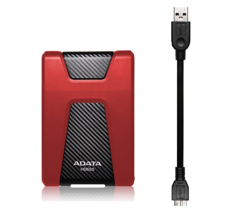 Внешний жесткий диск 1TB ADATA HD650, USB 3.1, красный/черный