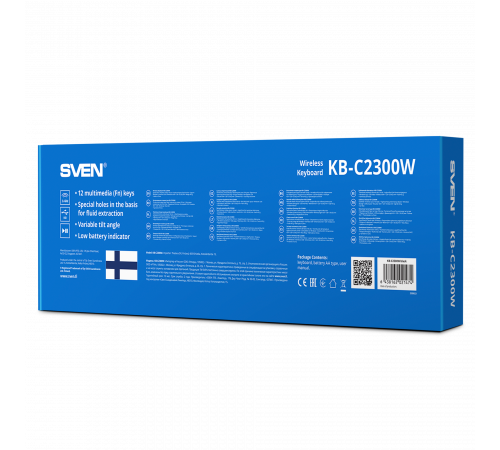 Клавиатура беспроводная SVEN KB-C2300W, 2.4 GHz, 104 клавиши, черный