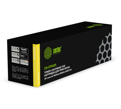 Картридж лазерный Cactus CS-CF542X CF542X для HP LJ M254dw/M280nw/M281fdn, желтый (2500 стр.)