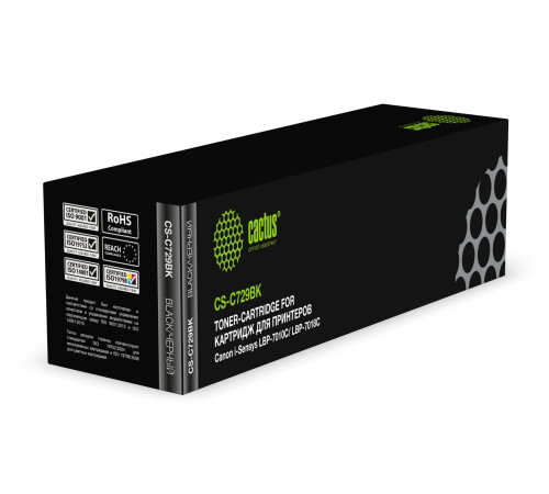 Картридж Cactus CS-C729BK 729 BK для Canon i-SENSYS LBP-7010C/ LBP-7018C, черный (1200 стр.)