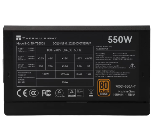 Блок питания 550 Вт Thermalright TR-TB550S, черный