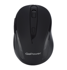 Мышь беспроводная GoPower GPM03, 6 кнопок, 1200 dpi, USB, бесшумная, Soft-Touch черный