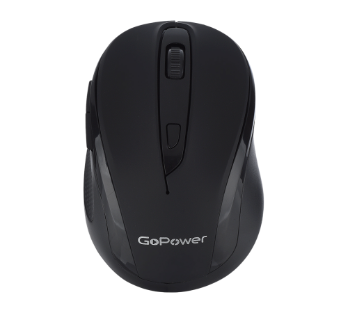 Мышь беспроводная GoPower GPM03, 6 кнопок, 1200 dpi, USB, бесшумная, Soft-Touch черный