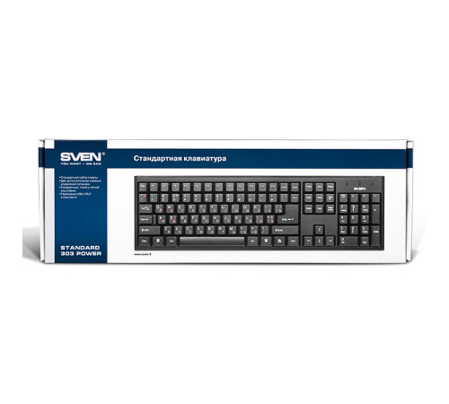 Клавиатура проводная SVEN Standard 303 Power, USB+PS/2, чёрный