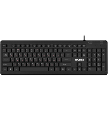 Клавиатура проводная SVEN KB-E5700H, 104 клавиши, USB-Hub*2, Slim, 12Fn, черный