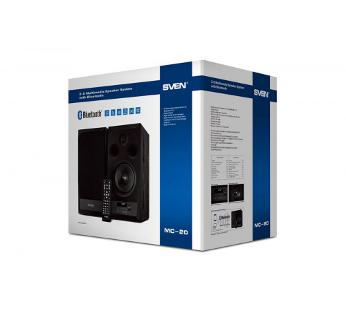 Акустическая система SVEN MC-20, 2.0, 2x45Вт (RMS), FM-тюнер, USB/microSD, дисплей, пульт ДУ, bluetooth, чёрный