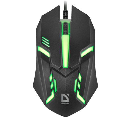 Мышь проводная игровая Defender Hit MB-550, 7 цветов, 3 кнопки,1200 dpi, черный