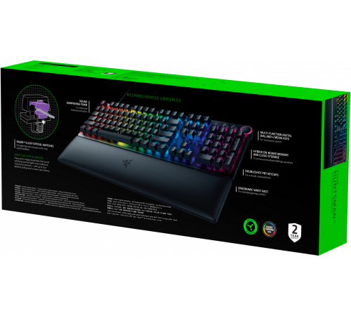 Клавиатура проводная игровая Razer Huntsman V2 (Purple Switch), Russian, черный