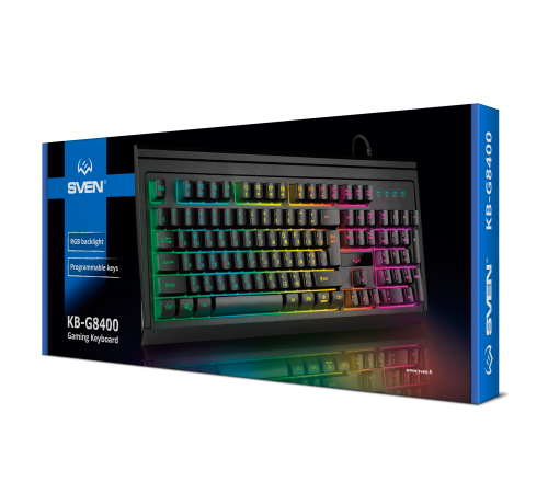 Клавиатура проводная игровая SVEN KB-G8400, 104 клавиши, ПО, RGB-подсветка, черный