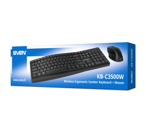 Комплект (клавиатура/мышь) беспроводной SVEN KB-C3500W, черный