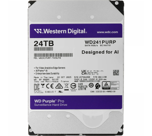 Жесткий диск 24TB Western Digital Purple Pro WD241PURP